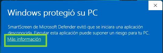 Advertencia de Windows - Más información